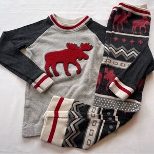 4T MOOSE Pajama set Boy/Girl matching set Long sleeved Lazy One 100%cotton EUC